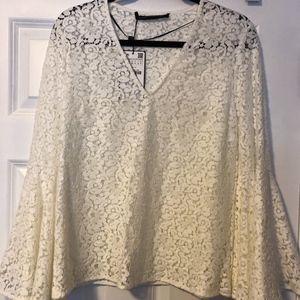Zara Lace Bell Sleeve Blouse NWT